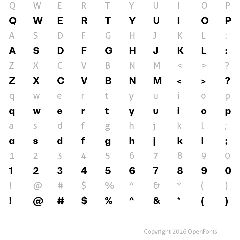 Character Map of Bw Nista Geometric DEMO ExtraBold