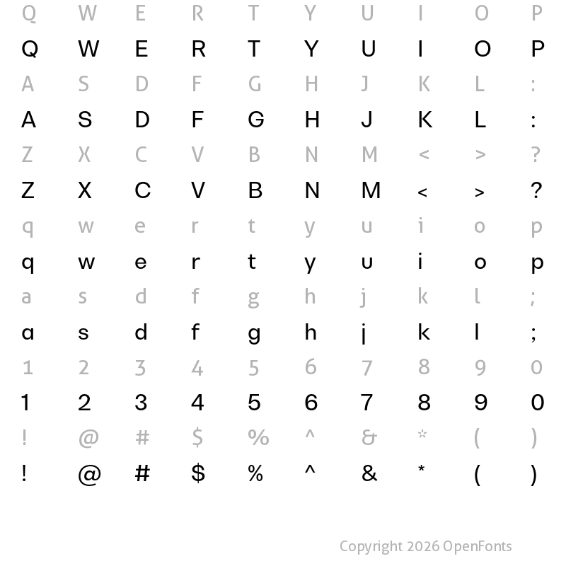 Character Map of Bw Nista Geometric DEMO Medium