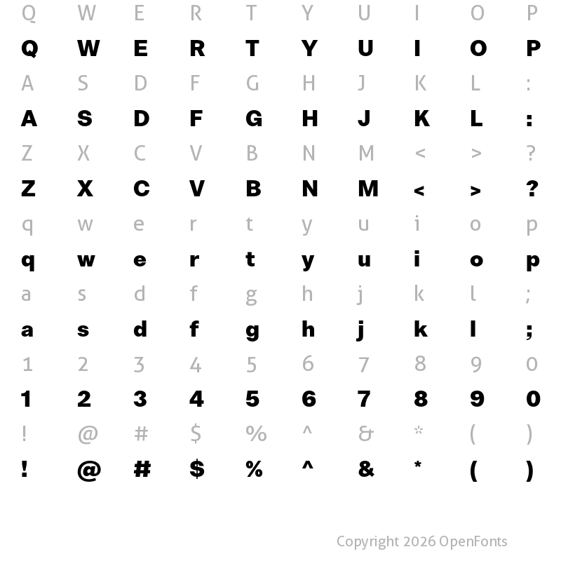 Character Map of Bw Nista International DEMO Black