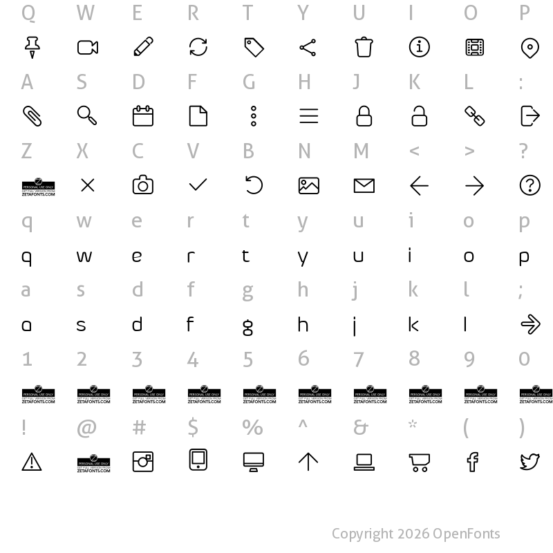 Character Map of Byom Icons Regular