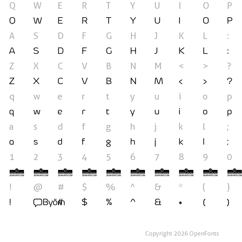 Character Map of Byom Regular