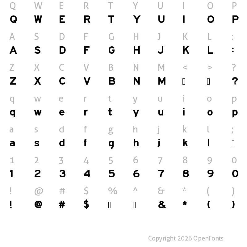 Character Map of BywayEModified Regular