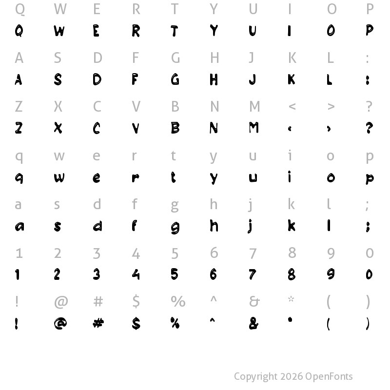 Character Map of c Cakep Regular