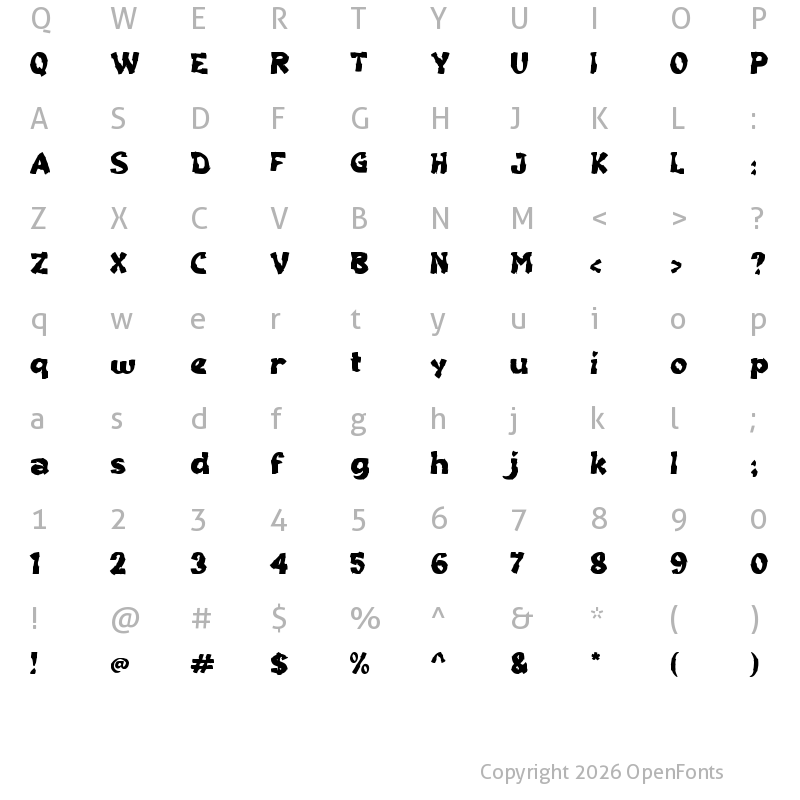 Character Map of c Cousin Crew Regular