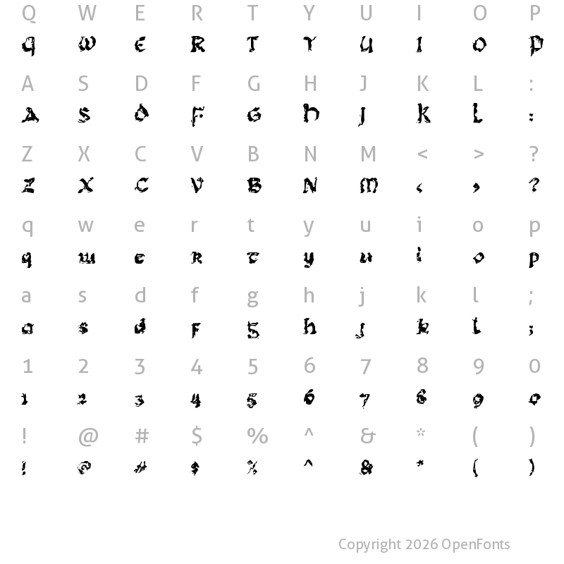 Character Map of c Crash Fire Regular