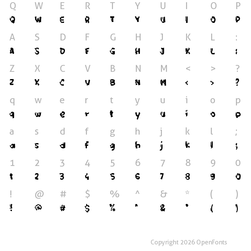 Character Map of c Crier Bird Regular