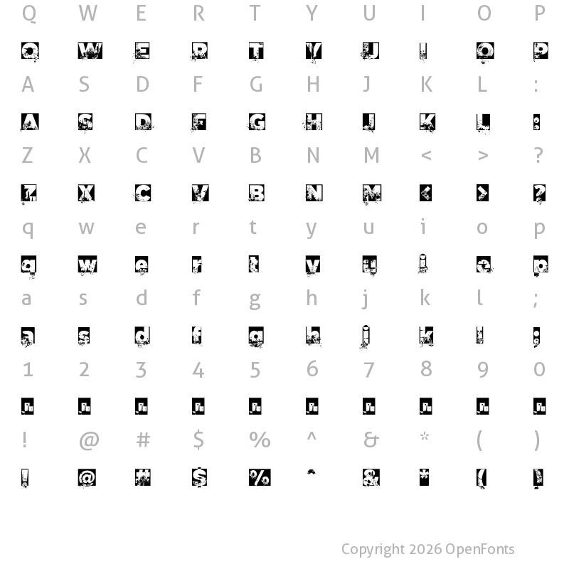 Character Map of C.A. Garrutas Regular
