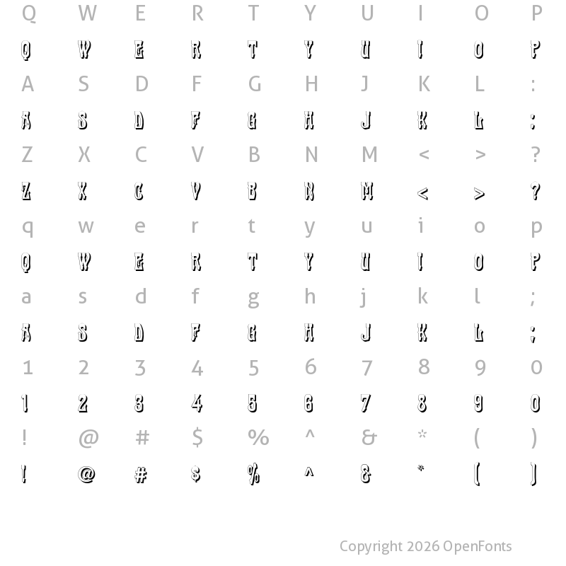 Character Map of CabaretShadow Regular