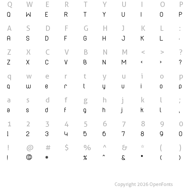 Character Map of Cabo Rounded Regular Regular