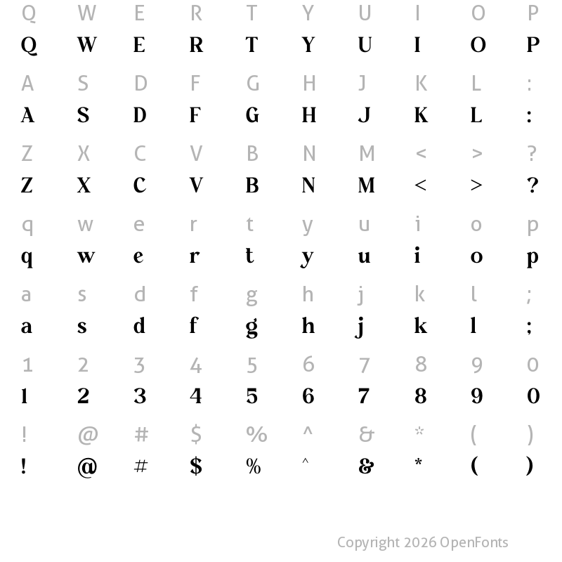 Character Map of Cabolafe Regular