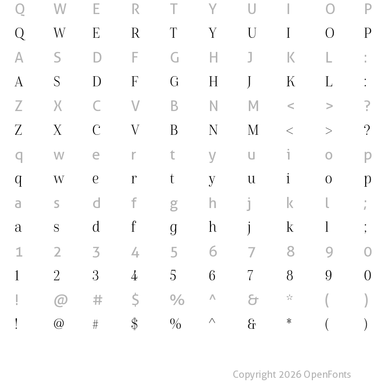Character Map of Cabrito Didone Cond Book
