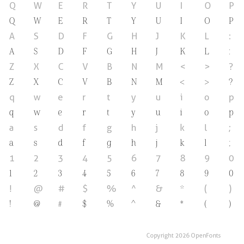 Character Map of Cabrito Didone Cond Thin