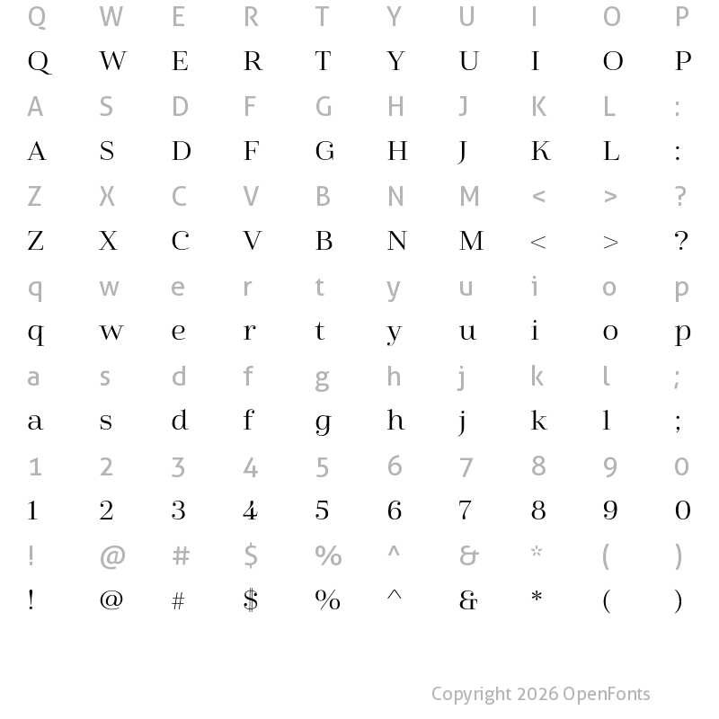 Character Map of Cabrito Didone Ext Regular