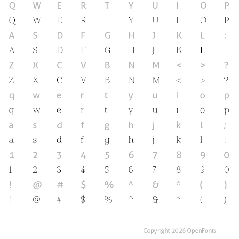 Character Map of Cabrito Didone Norm Thin