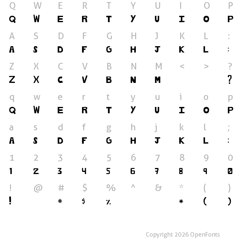 Character Map of cachetona Regular