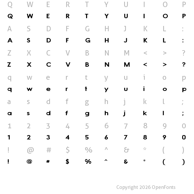 Character Map of Cacophony Loud Regular