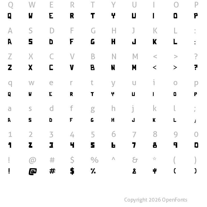 Character Map of Cactus Regular