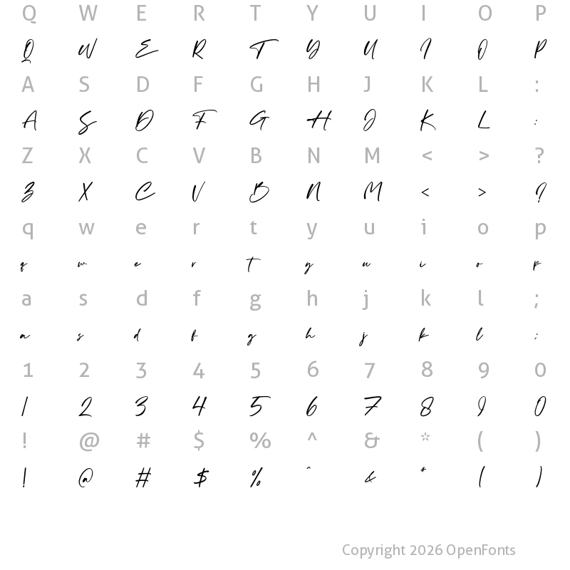Character Map of CadillacSignature Regular