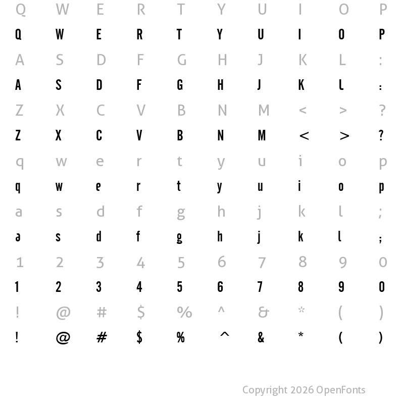 Character Map of cafeta Regular