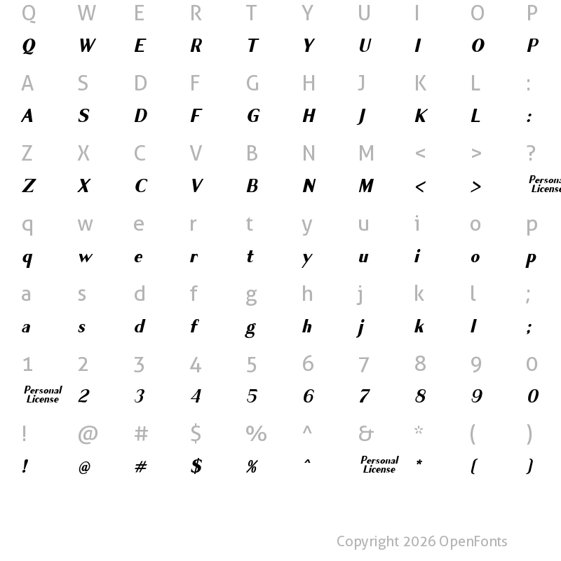 Character Map of Cagile Demo SemiBold Italic