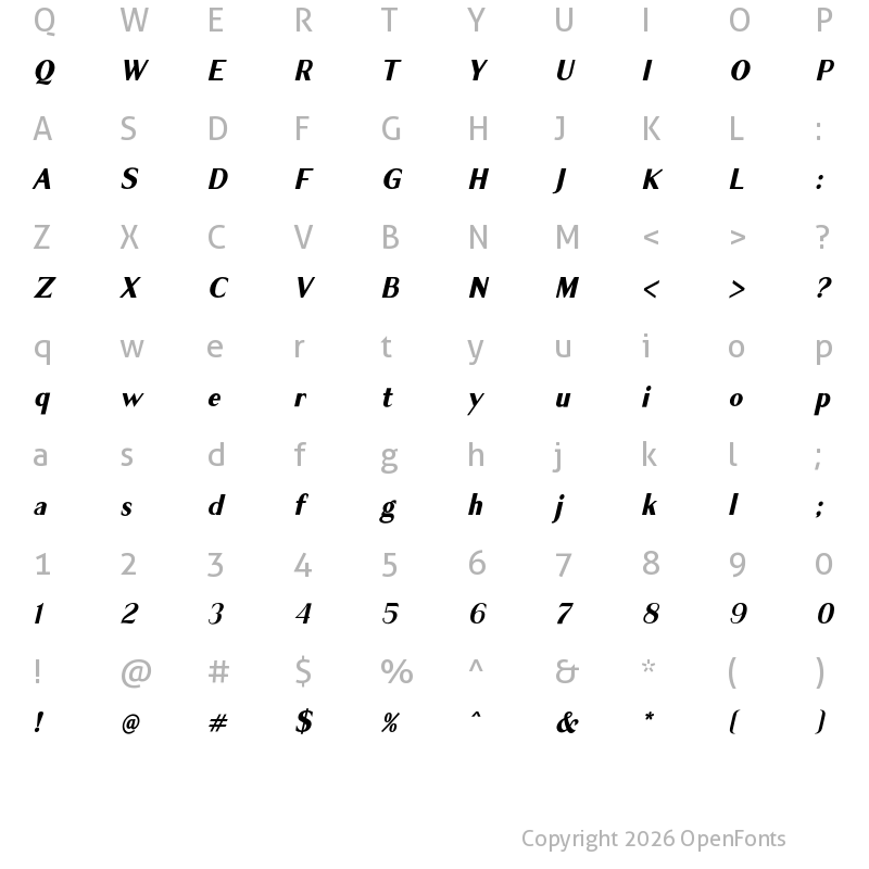 Character Map of Cagile SemiBold-Italic