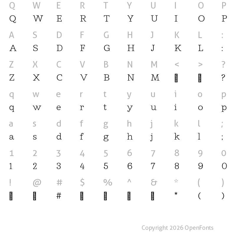 Character Map of Cagney Trial Light