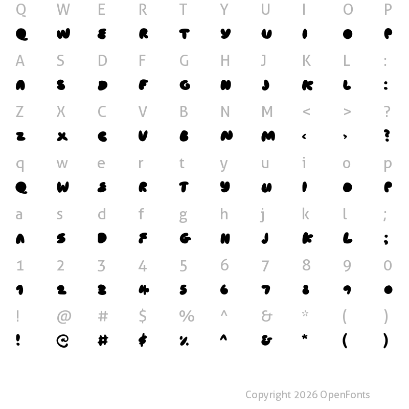 Character Map of Cake Bake Regular Demo