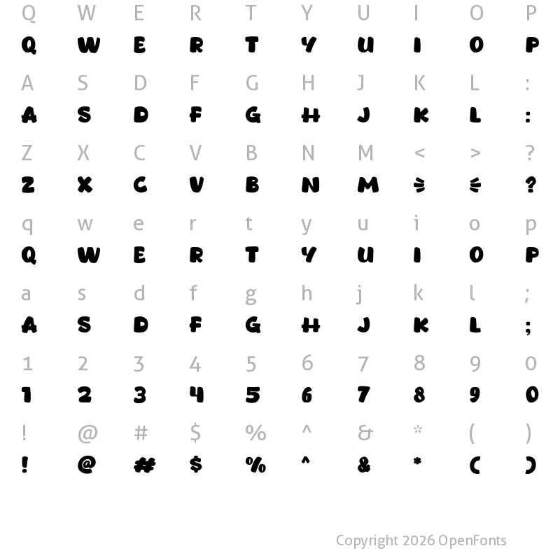 Character Map of Cakeroll Regular