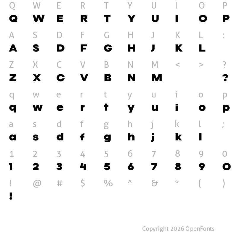 Character Map of Calandify Bold