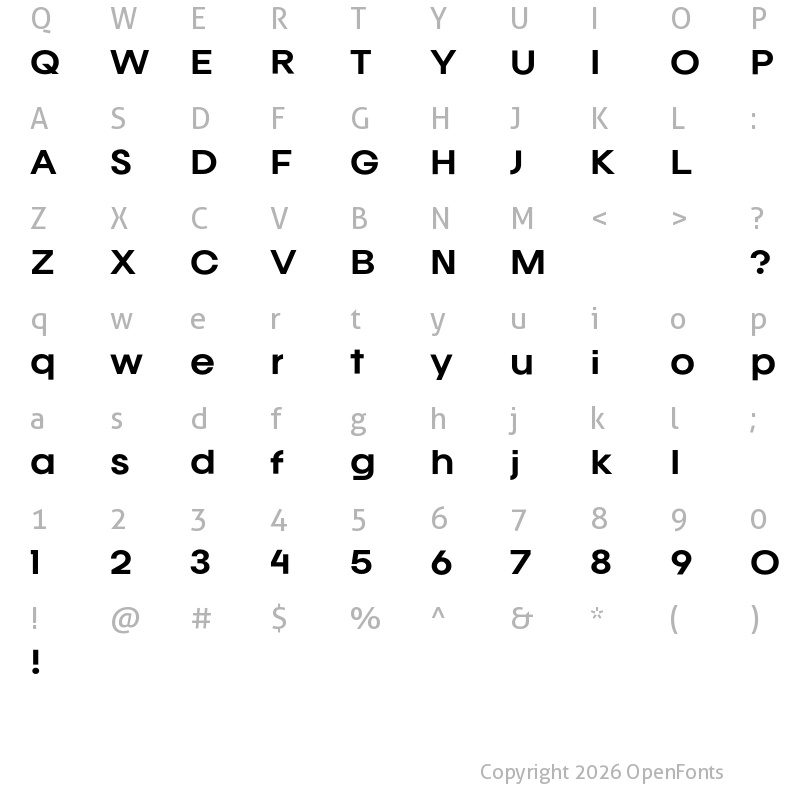 Character Map of Calandify Medium