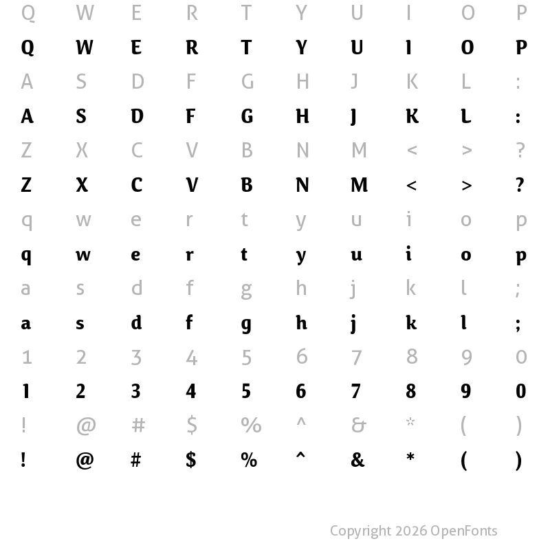 Character Map of Calendula Bold