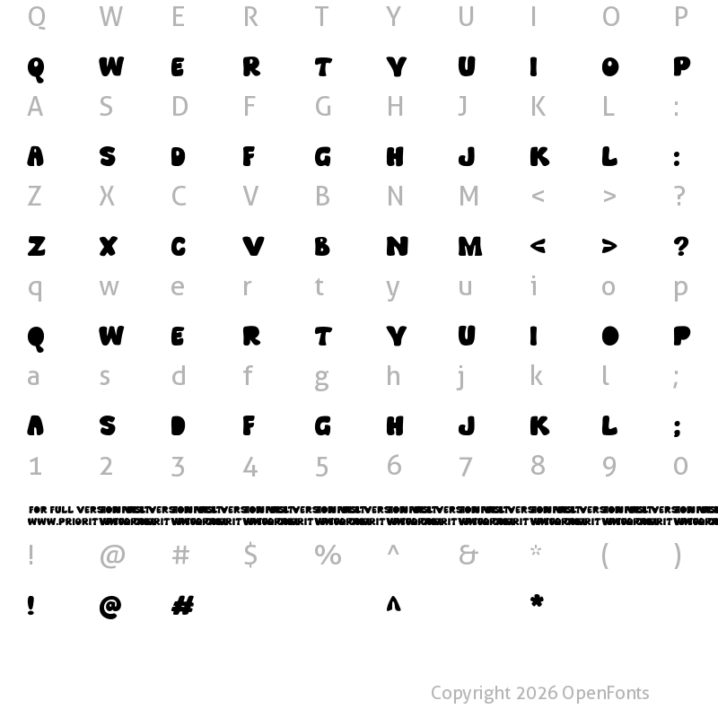 Character Map of Calera Display Regular