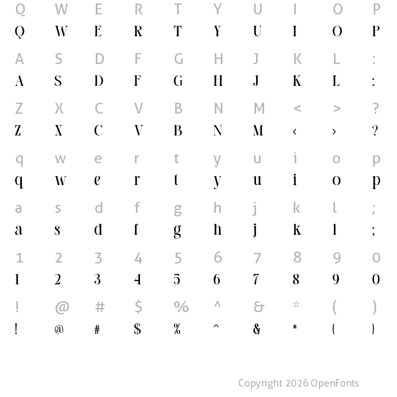 Character Map of Calera Regular