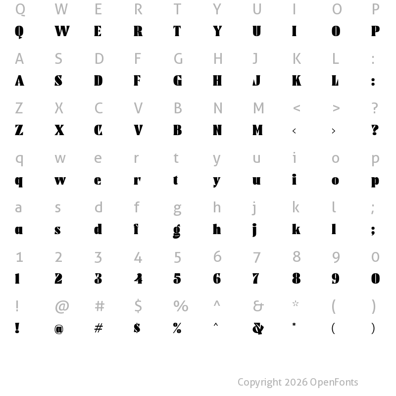 Character Map of Calfine Regular