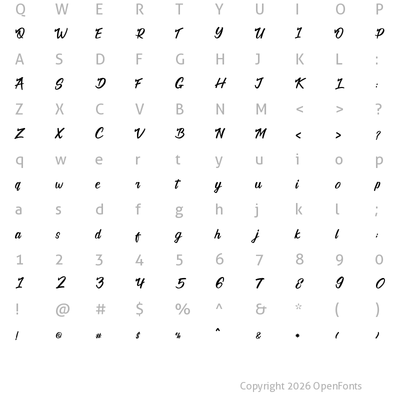 Character Map of California Regular