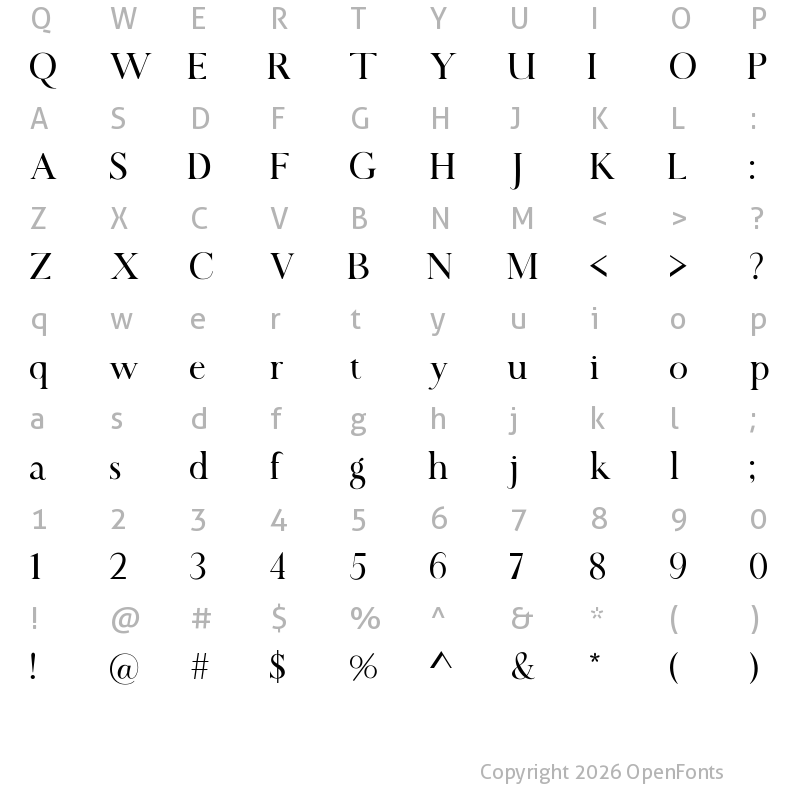 Character Map of California Signature Serif Regular