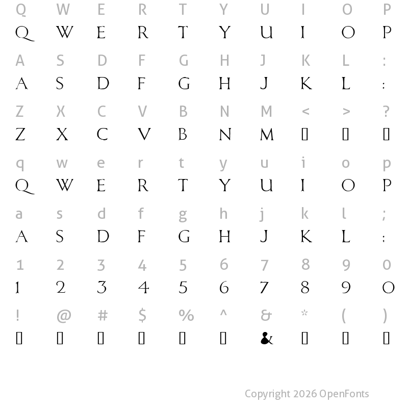 Character Map of CaligulaDodgy Regular