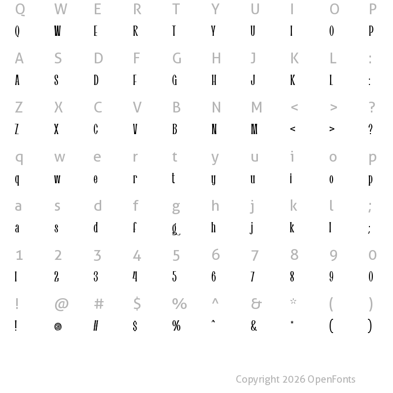 Character Map of Calinda Regular