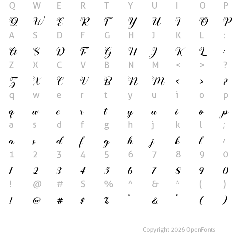 Character Map of Calita Regular