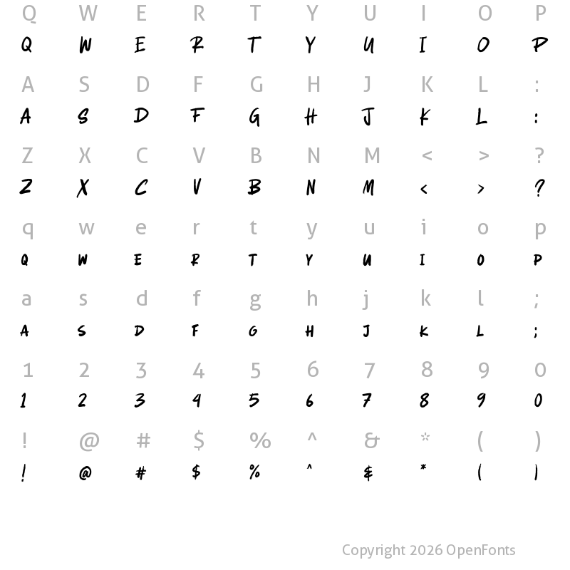 Character Map of Callahan Regular