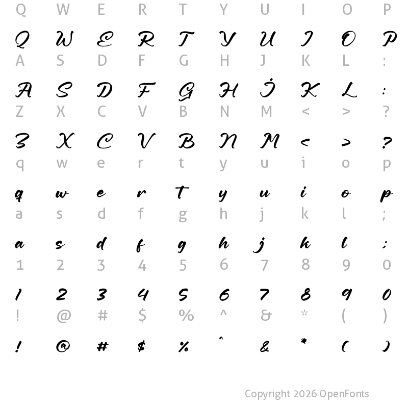 Character Map of Callisya Novelyn Regular