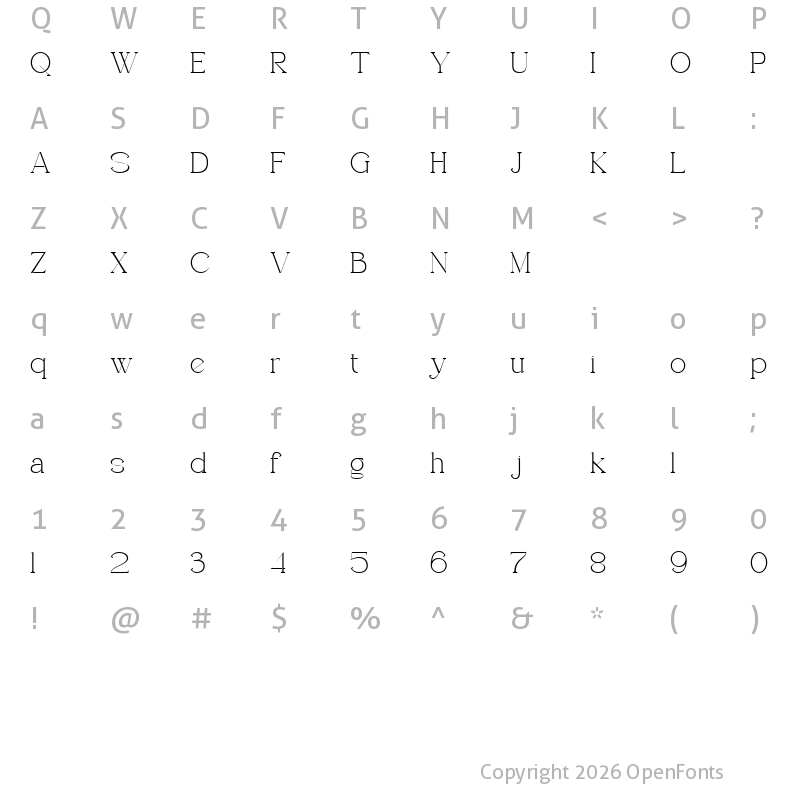 Character Map of Callume Regular
