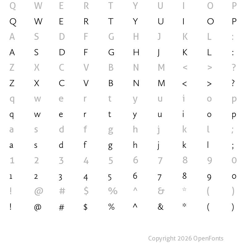Character Map of Calluna Sans Light