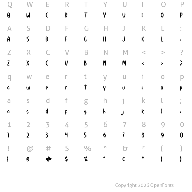 Character Map of Calm Avocado Dash Regular