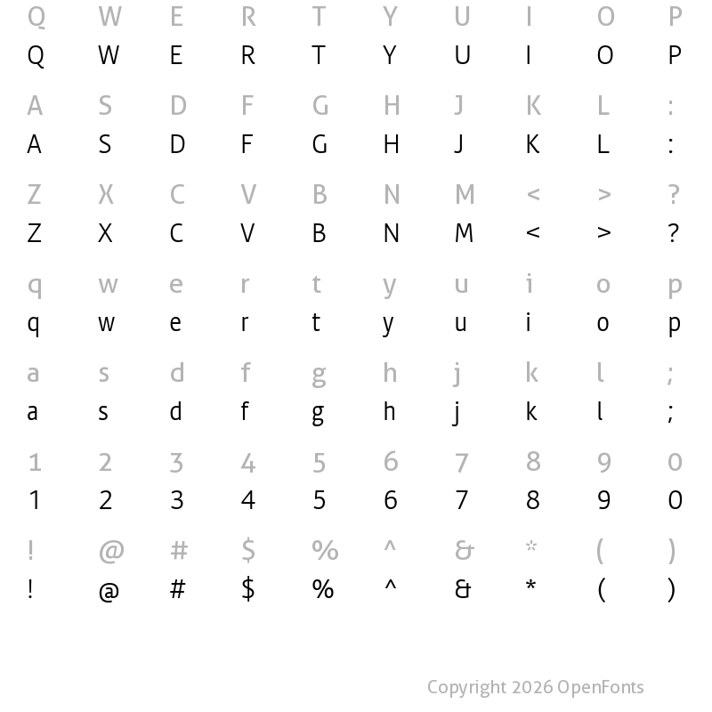 Character Map of Calmetta Trial Light