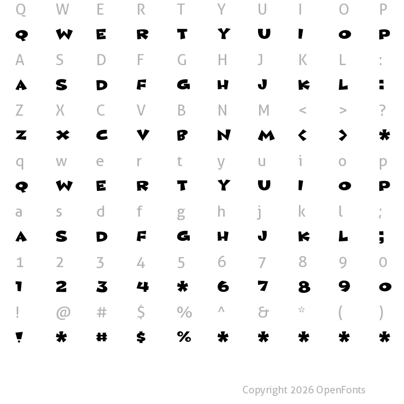 Character Map of Calorie Suit DEMO Regular