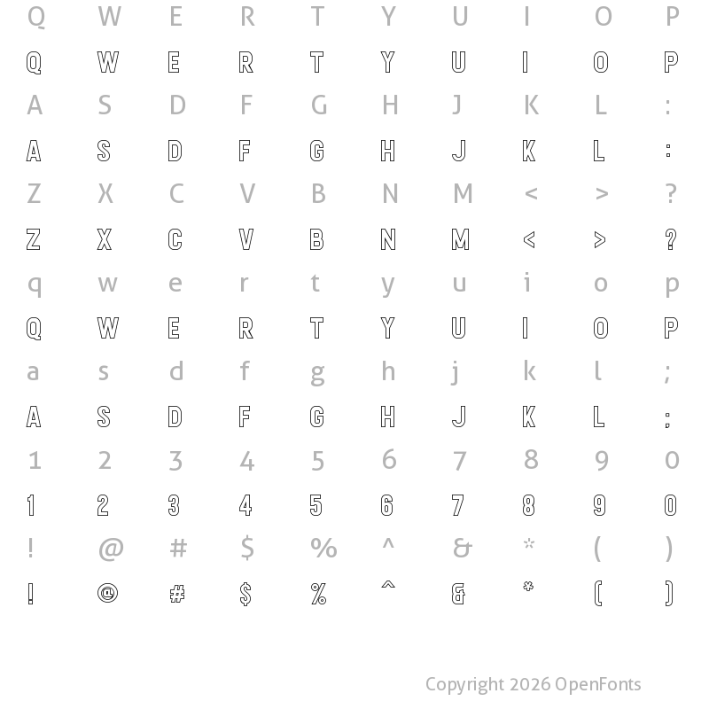 Character Map of Calvier Hollow Bold