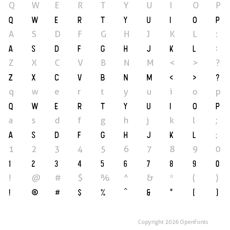 Character Map of Calvier Light