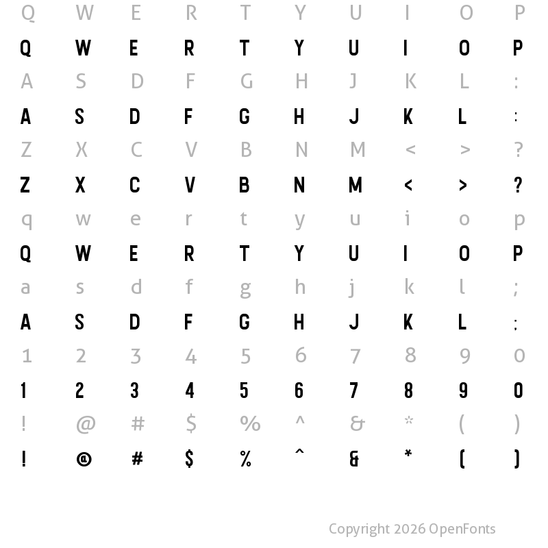 Character Map of Calvier Regular