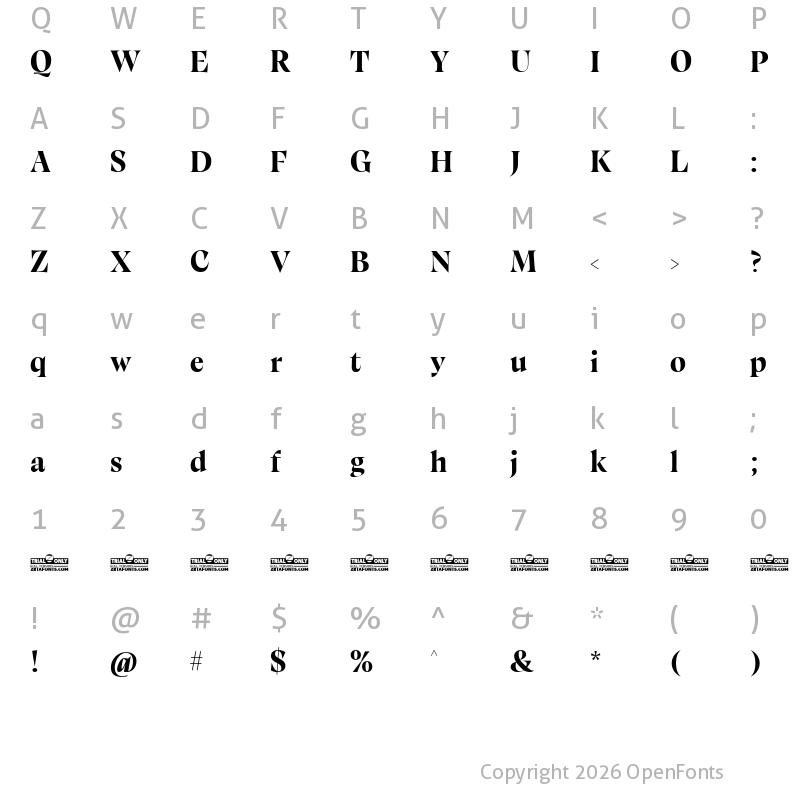 Character Map of Calvino Grande Trial Extrabold